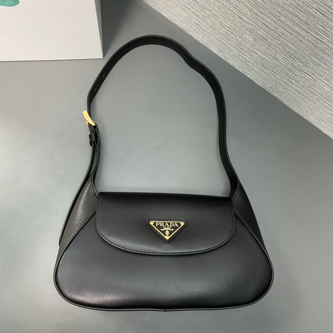 Prada Small Leather Shoulder Bag Handbag Black 1BD358